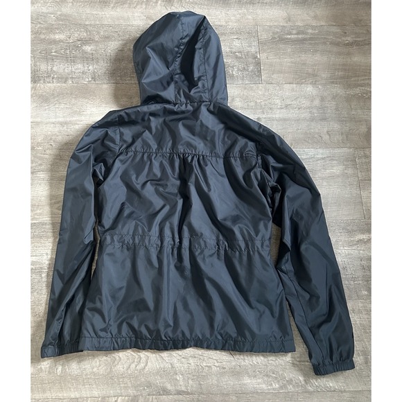 Columbia Windbreaker Women's M Black Hood Lightweight Full Zip Cinch Waist - Picture 6 of 6